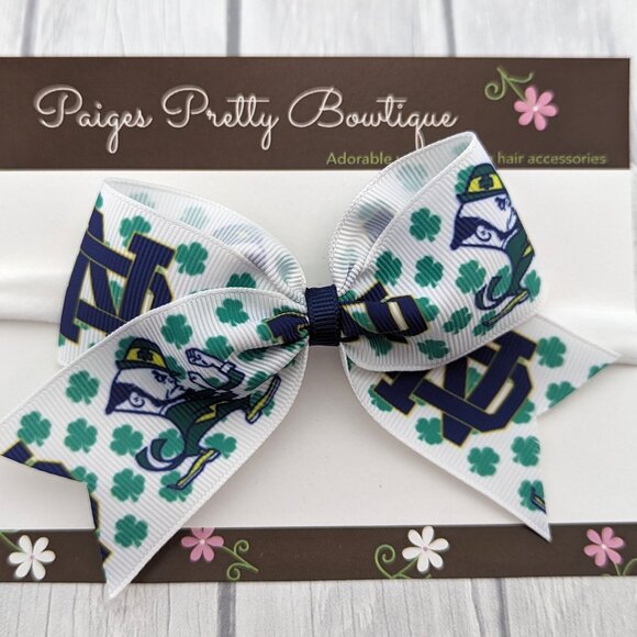 Notre Dame Baby Girl Headbands, College Headband, Baby Shower Gift - Picture 2 of 2